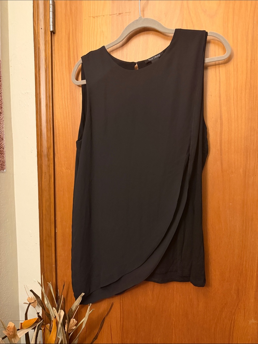 White House Black Market Black Sleeveless Draped Tunic